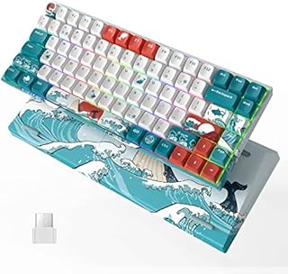 COSTOM XVX M84 75% Wireless/Wired Mechanical Keyboard, Compact 84 Keys Hot Swappable Gaming Keyboard, N-Key Rollover RGB Custom Keyboard for Windows Mac PC Gamer (Coral Sea, Gateron Yellow Switch)