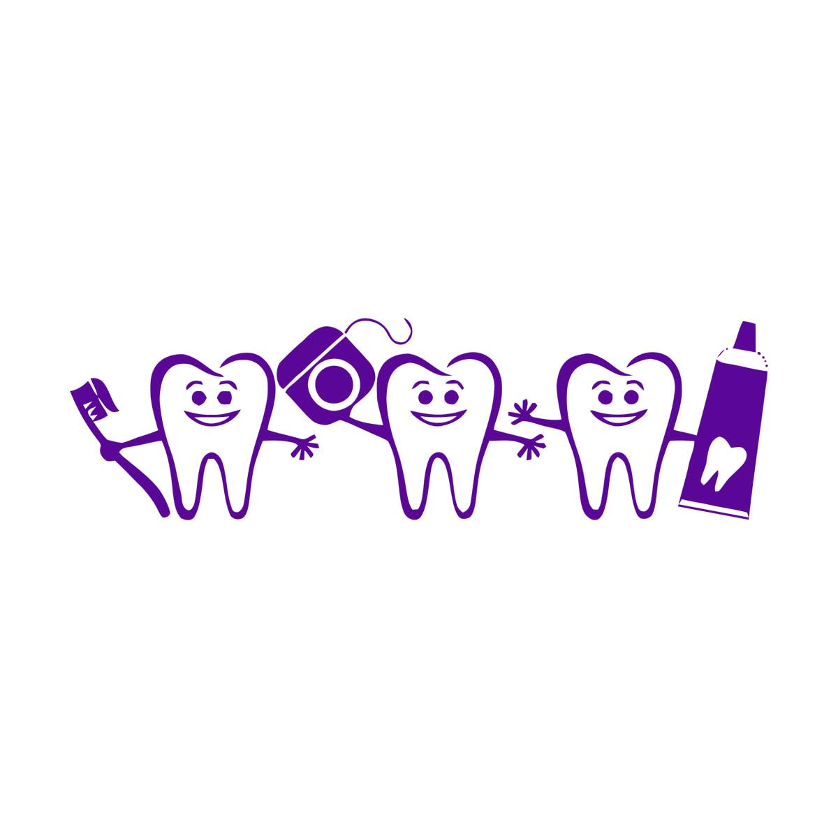 Dentist Office Decor Smile Teeth Wall Decal Cute Toothbrush Vinyl Murals Bathroom Dental Care Wall Stickers Dentistry Art Small - 17x57cm — image 1
