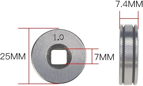 Miniatura 3 de 2 unids 0.8/0.039 in ruedas de rollo moleteado surco alambre alimentación rodillos 25mm0.0.315 in 0.039 in Knurl K Groove para acero aluminio flujo