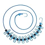 Newraturner 1 Pack Portable Clothesline with 12 Clothespins, Windproof Travel Clothesline Stretchy...