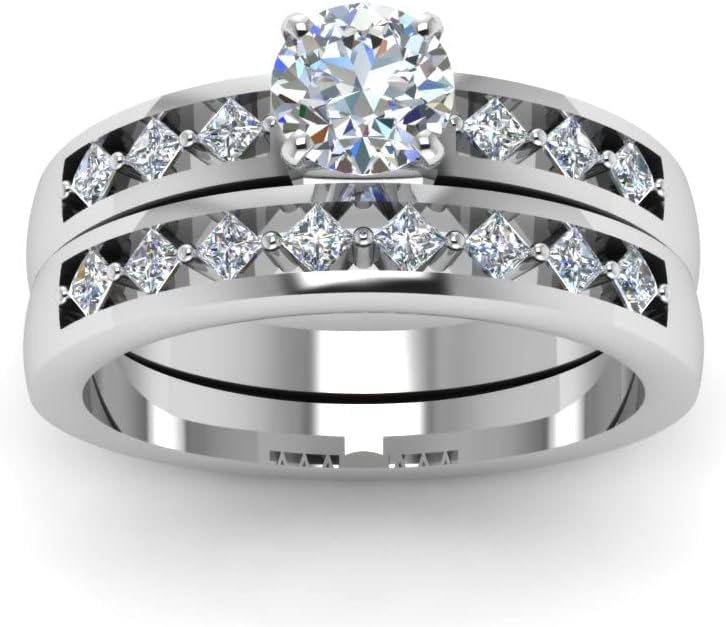 Choose Your Gemstone Kite Diamond CZ Ring Setting with Matching Band Sterling Silver Round Shape Wedding Ring Sets Matching Jewelry Wedding Jewelry Easy to Wear Gifts US Size 4 to 12