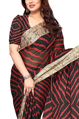 Image of MIRCHI FASHION Women Saree Ethnic Motif Print Chiffon | Breathable Lightweight Plain Weave Sari for Office and Daily Use (Available in 20 Designs)