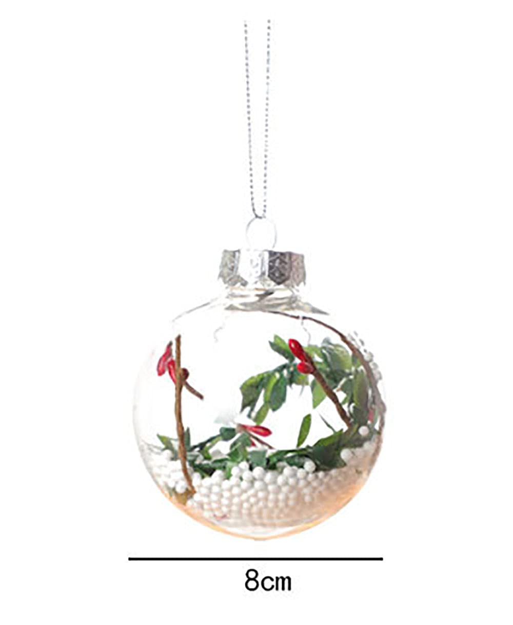 8 pièces Boules suspendues de noël, Boules de Remplissage à Motifs Transparents, Bricolage Transparent Artisanat, décorations de fête à la Maison d'arbre de noël