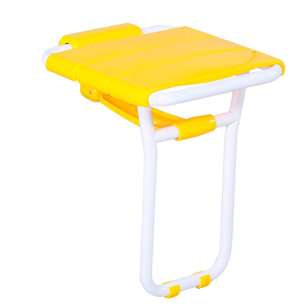 Silla de Ducha de Pared Amarilla Montada - Las heces Plegable de baño y Asientos con Las piernas - Bañera Banco for bañarse/ducharse, Ancianos, discapacitados, Apoyo 200 kg