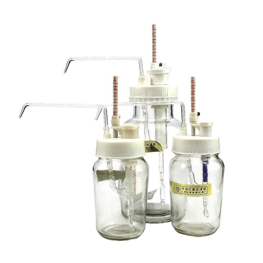 Dispensador de tapas de botellas de laboratorio, dispensador de reactivos de vidrio, dispensador de líquido semiautomático transparente, volumen ajustable/fijo 0,1-10ml 1/PK(1-10ml 1000ml Bottle)