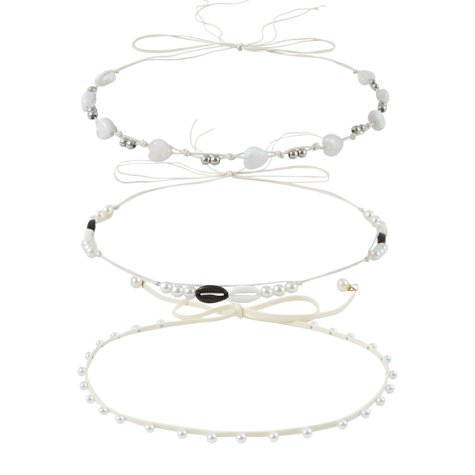 DOCILA Straw Cowboy Hat Band Women, White Pearl Bead Western Cowgirl Hat Belt, Sombrero Vaquero Outfits Summer Accessories