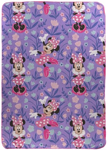 Jay Franco Kids Plush Throw Blanket Soft & Cozy Fleece Throw for Bedroom & Couch Dcor Official Licensed Product Purple - Minnie Mouse 46x60 - Throw Blanket