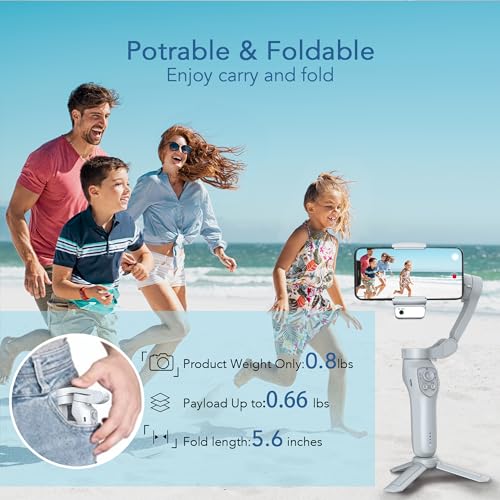 3-Axis Phone Gimbal with Magnetic AI Active Tracker,Gimbal Stabilizer for Smartphone with Fill Light,Phone Stabilizer for Video Recording,Gimbal for Android&iPhone,TikTok YouTube Vlogging Kit