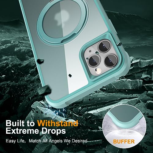 Image of Compatible with iPhone 11 Pro Max Case with Stand 6.5 inch,Green | Matte Translucent Phone Case for iPhone 11 Pro Max,360 Magnetic Ring Stand,Compatible Mag-Safe,Military Grade Protection