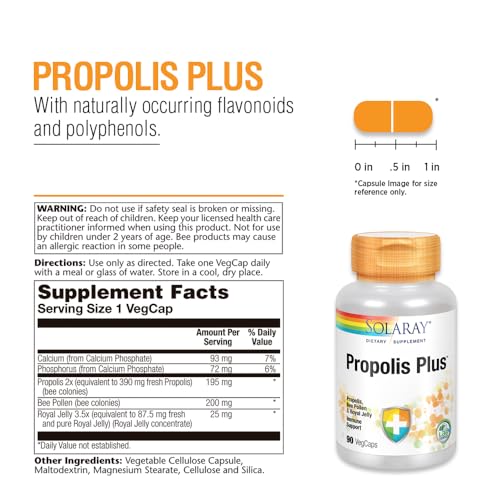 Image of SOLARAY Propolis Plus - Immune Support Supplement, 90 VegCaps