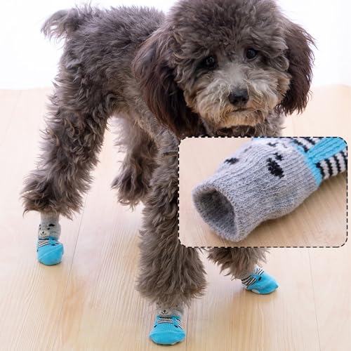 TYXHXTF 16 PCS Anti-Slip Dog Socks With Straps, Pet Paw Protector Shoes for Indoor Outdoor Wear Winter - Image 4