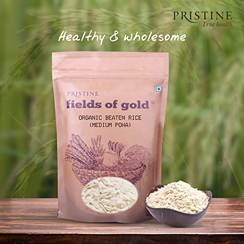 Image of PRISTINE Fields of Gold Organic Beaten Rice (Medium Poha), 500 g (Pack of 2)