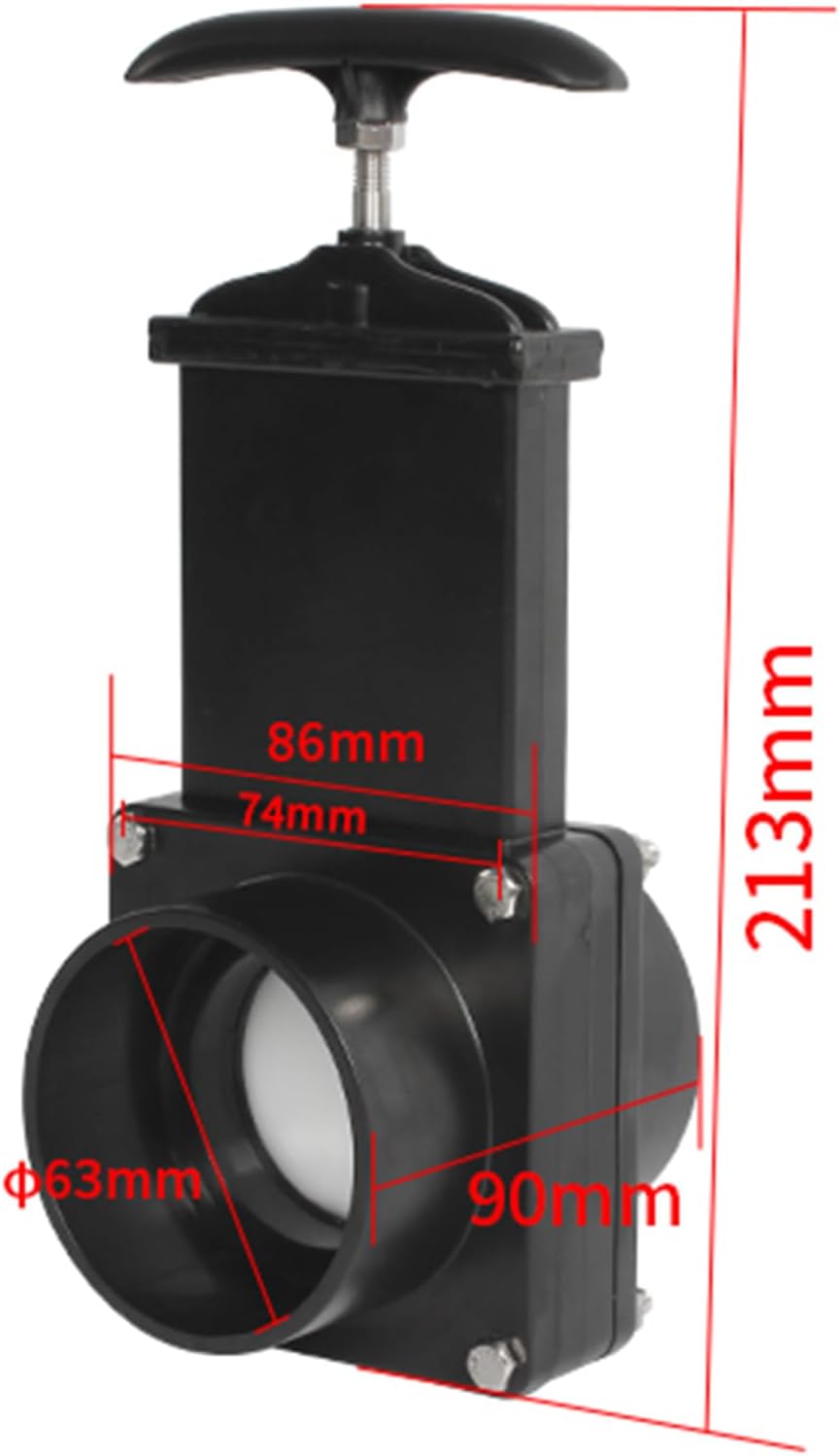 63mm (2.48”) RV Manual Control Plastic Gate Valve Water Gate Valve Durable Flow Body with Metal Handle Flange for Caravan Trailer Motorhome