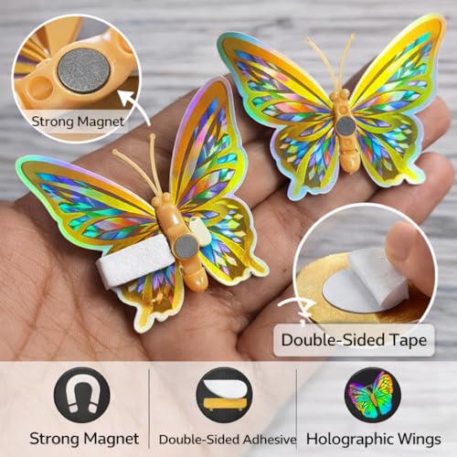 Image of Rangoli 3D Multicolor Butterfly Wall Stickers with Magnet | Removable Self Adhesive Wall Decor for Living Room, Bedroom, Kids Room | Wall & Iron Surface Decoration. Design-22