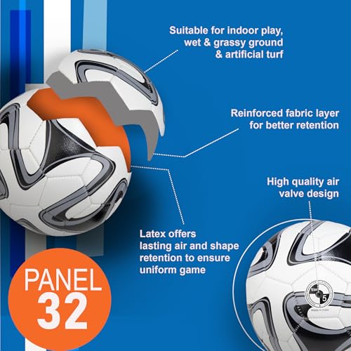 Image of WHACKK Pele Black & White Football (Size 5) - 32-Panel Durable PVC Ball