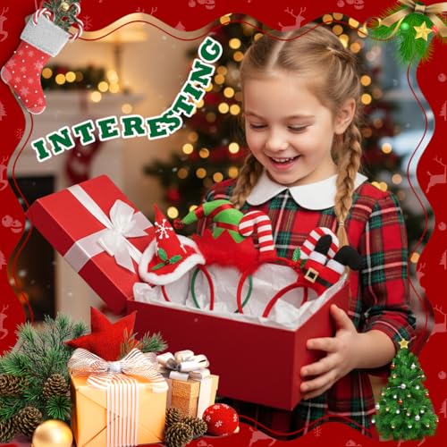 Image of PALAY 5Pcs Christmas Headbands for Kids Girls Women Cute Elf & Santa Xmas Hat Costume Headwear Christmas Decorations Accessories Holiday Party Favors for Women, Girls