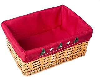 Red lined Honey Wicker Trays Retail Display Hampers Two Sizes (Medium)