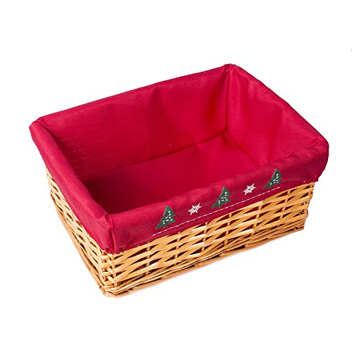 Wickerfield Red lined Honey Wicker Trays Retail Display Christmas Hampers for Gift Packaging (Honey, Medium)
