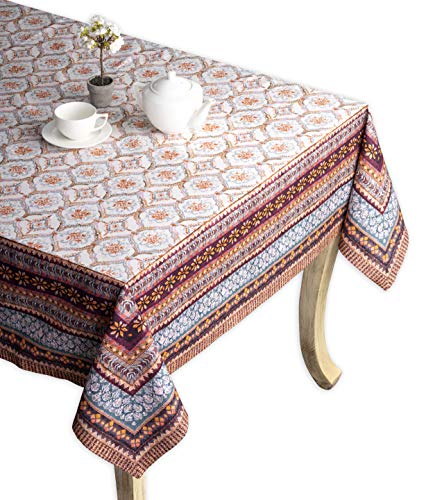 Maison d' Hermine Fair Isle 100% Cotton Tablecloth for Kitchen Dining | Tabletop | Decoration | Parties | Weddings | Thanksgiving/Christmas (Rectangle, 60 Inch by 90 Inch)