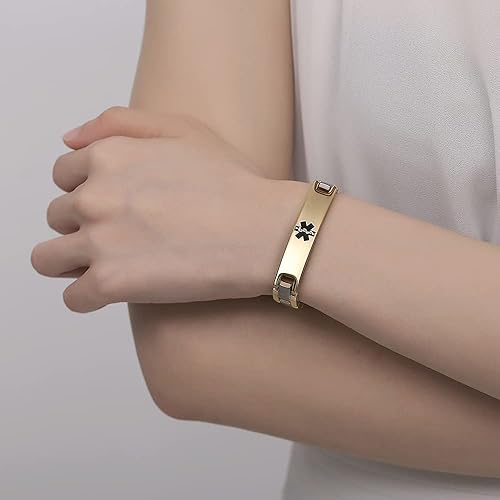 Miniatura 4 de Tarring Pulseras de identificación de alerta médica con grabado gratuito para hombres y mujeres, pulseras de identificación de alerta de emergencia