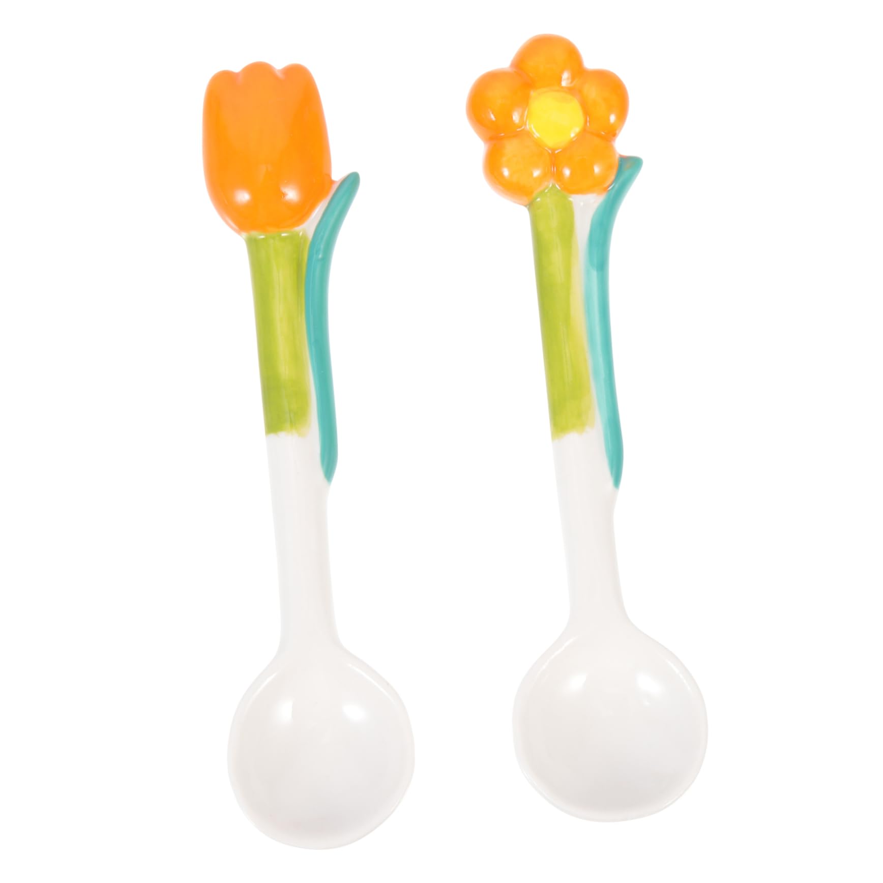 Alipis 2Pcs Tulip Shaped Porcelain Spoons Mixing Utensils for Easy Serving Convenient Rice Spoons for Afternoon Tea and Gatherings Smooth Finish and Comfortable Handle