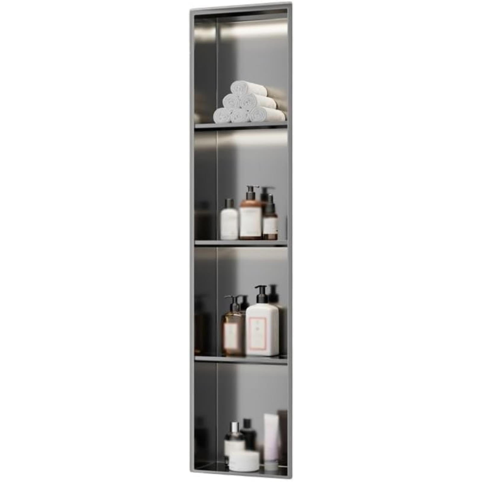VITIWEDTY Built-in Rimless Shower Shelf Insert Prefabricated Wet Room Storage Caddy for Bathroom Kitchen and Living Room Spaces