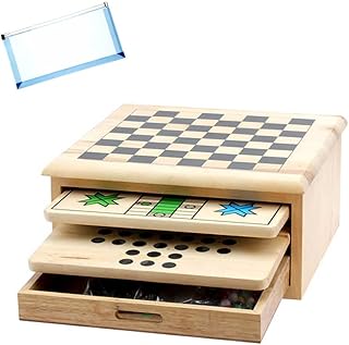 OMURA Games | 10-in-1 Wooden Game Set | Bonus: Multi-Purpose #10 Size Pouch (Color May Vary)