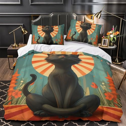 Housse de couette chat 3D pour transformer la chambre d'un ado avec un lit double en microfibre
