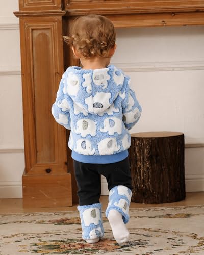 Image of Jecson Toddler Girl Clothes Baby Girl Fleece Hoodie Outfits Thick Thermal Winter Leggings 2Pcs Clothing Sets 6M-4T