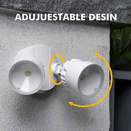 Lutec P6221W 1130 Lumen 15 Watt 28 Led Dual-Head Flood Light Outdoor, Waterproof Exterior Security Wall Light For Patio, Garden,Yard-White #TOP6