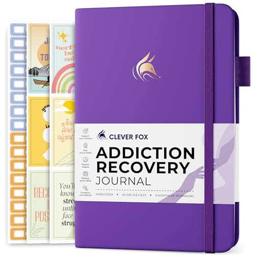 Clever Fox Addiction Recovery Journal – Addiction Treatment Planner & Workbook – Daily Sobriety Journal for Recovery Progress, A5 (Purple)