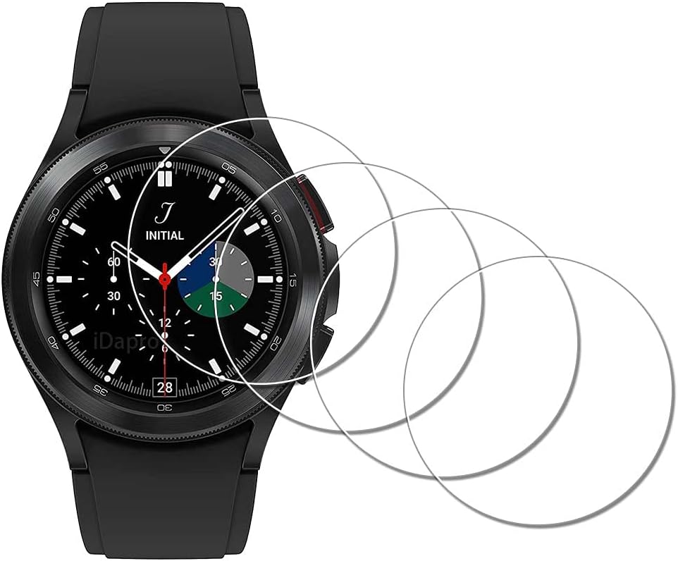 Screen Protector for SAMSUNG Galaxy Watch 4 Classic 42mm 【42mm is Dial Size ，Not screen protector Size】 Smartwatch [4 Pack] Tempered Glass Anti-Scratch Bubble-Free Easy Installation