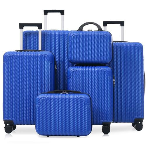 Image of 6 Piece Luggage Set with TSA Lock, Hard Sided Luggage with Double Spinner Wheels, Carry On Luggage Sets, Luggage Suitcases, Durable ABS Hard Shell Travel Suitcase Set for Men & Women, Unexpandable