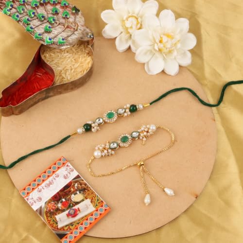 Image of Chocozone Rakhi for Brother & Bhabhi Rakhi Lumba Set for Bhai Bhabhi Rakhi Gifts for Bhai with Roli Chawal & Card Rakshabandhan Gifts for Brother