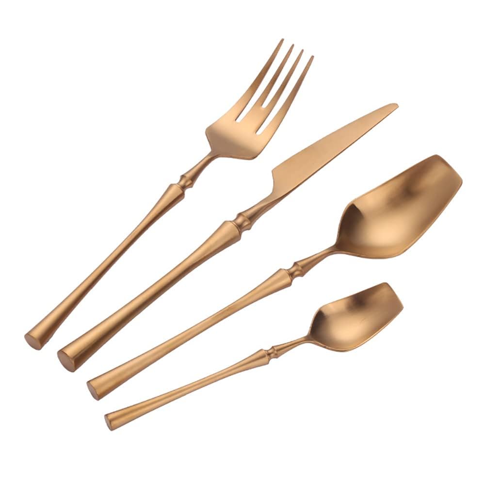 Générique Ensemble De Couverts en Acier Inoxydable 18/8, Couverts De Voyage en Or Mat, Ensemble Dargenterie pour 12 Personnes, Couverts Lavables Au Lave-Vaisselle