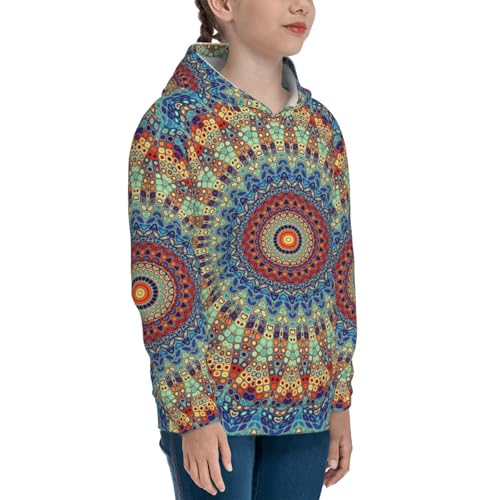Round Mandala Kids Pullover Hoodies Boys Sweatshirts Girls Athletic Clothes with Pocket3