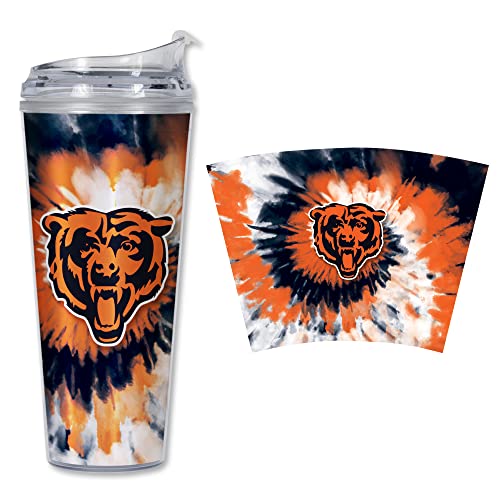 Image of Rico Industries NFL Football Glitter 24oz Acrylic Glitter Tumbler with Hinged Lid, Officially Licensed Double Wall Tumbler with Straw