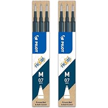 PILOT Set of 2 Sets of 3 Refills for Frixion Ball BLS-FR7 Rollerball Pens Blue Black