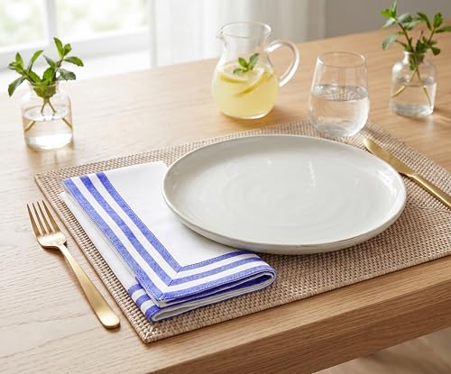 Servilletas de Tela Azul y Blanco 18x18 Pulg - Set de 6 miniatura 4