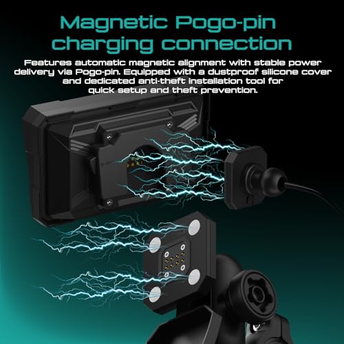 Image of 5.0 inch Wireless Motorcycle CarPlay Screen with TPMS, Model MOX50 | Wireless Apple CarPlay & Android Auto, IP67 Waterproof GPS, Dual Bluetooth, Magnetic Mount, Voice Control.
