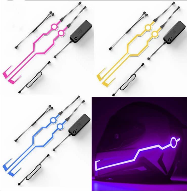 Image of Motorcycle helmet light strip,Helmet EL Light Bar,Helmet Cycling LED Sticker Light Night Riding Signal Helmet Light for Motorcycle Bike Helmet (yellow)
