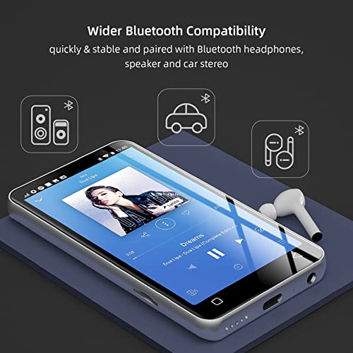 Mp3 Player With Bluetooth And Wifi, 4" Full Touch Screen Mp4 Mp3 Player With Spotify, Android Streaming Music Player With Pandora, Portable Hifi Sound Walkman Digital Audio Player With Speaker (White) #TOP4