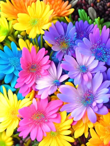 Affiches sur toile marguerites arc-en-ciel pour raviver un mur vide