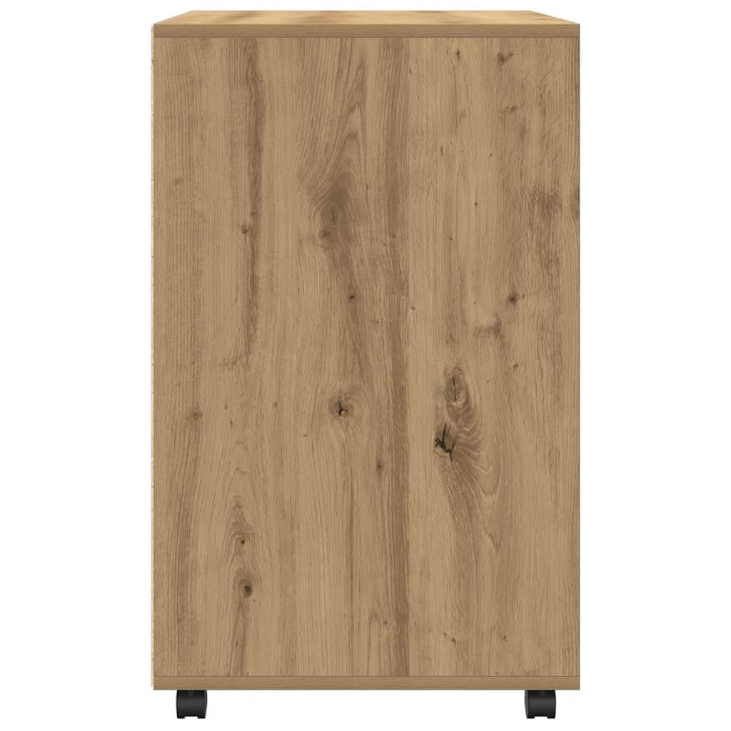 vidaXL Armario con Ruedas Madera ingeniería Roble artisian 60x48x81 cm, Armario rodante, archivador, archivador para casa, armarios rodantes