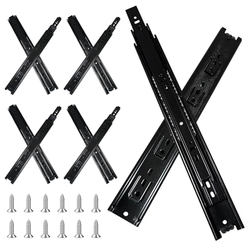 FCOUMY guias correderas para cajones 4 pares (8 piezas), 35,6 cm Guías para cajones, extensión completa con guías con rodamiento de bolas