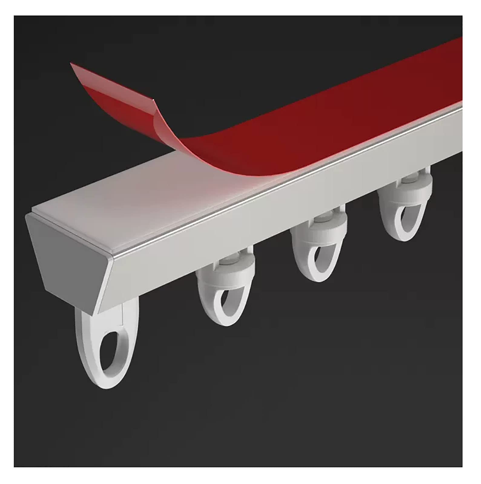 Système de tringle à rideaux adhésive – Tringle à rideaux droite montée au plafond pour séparateur de pièce, douche, placard et bureau – Glisse lisse – Blanc – 2 m de long – Sans perçage