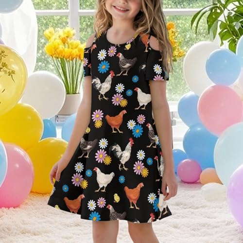 Short Sleeve Dresses for Girls Cold Shoulder A-Line Flowy Summer Dress4