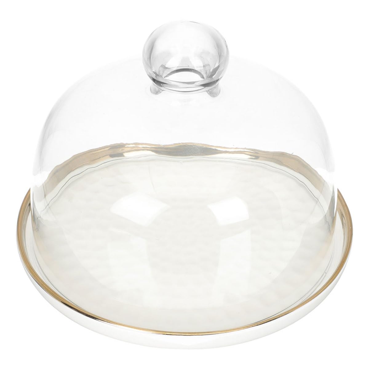Vassoio per Dolci Set da 1 con Coperchio in Vetro Bianco Elegante per Esposizione e Conservazione di Snack e Dolci, per Feste e Matrimoni