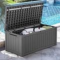 YITAHOME 120 Gallon Large Deck Box, Resin Outdoor Storage Box for Outdoor Pillows, Garden Tools and Pool Supplies, Waterproof, Lockable, Dark Gray