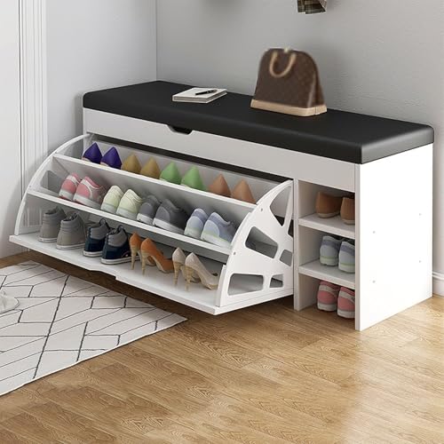 Banc à chaussures bois avec rangement fermé pour optimiser l'entrée - 8